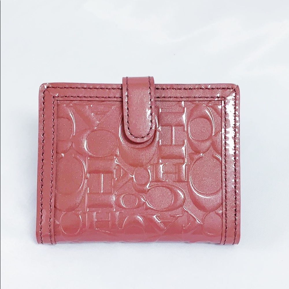 COACH ID Wallet Rose Pink Embossed Patent Leather
